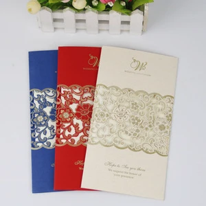 Laser Cut Pearl Paper Wedding Card Design Love Theme Elegant