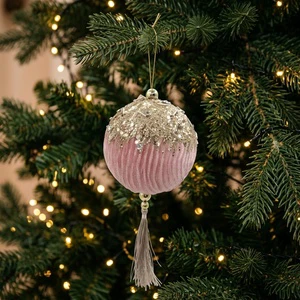 Handmade Christmas Ball Ornaments Tree Decorations Xmas Red Velvet Cotton Ball Festival Hanging Ornament Christmas Ball Decor