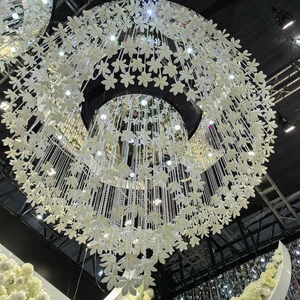 Hot Selling Luxury Wedding Hall Ceiling Decoration Round Stage Ceiling Hanging Flower Acrylic Beads Curtain