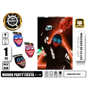 Festive Fiber Optic Light-Up Game-Inspired LED Mask 3 Colors Mixed Pack for Party #42159