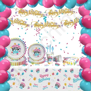 Wholesale Eco Friendly Custom Themes White Cardboard Tableware Disposable Paper Plates For Birthday Party Supplies