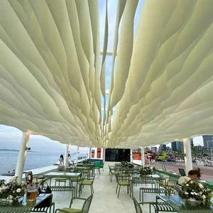 Hot Selling Modern Transparent Hanging Wedding Background Curtain Panel Silk Ceiling Wave Design Party Decoration