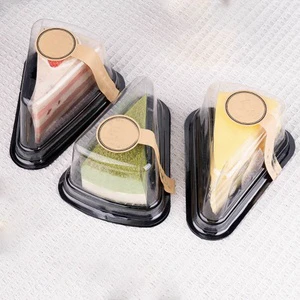 Wholesale Disposable Food Grade PET Bakery Tiramisu Packaging Boxes Plastic Triangle Cake Slices Bread Container