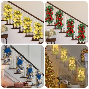 Christmas Decorations Christmas Wreaths Rattan Garlands Door Curtain Hangings Home LED Lighted Stair Swag Decor Door Hangings