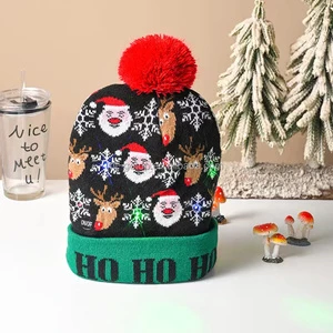 2026 Winter LED Knitted Christmas Hat Beanie New Year Decor With Illuminated Warmth for Kids and Adults for Parties