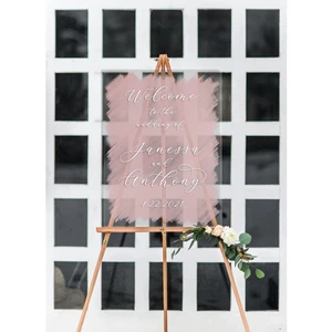 Wedding Welcome Sign,Acrylic Wedding Sign/Clear Painted for Wedding Display,Modern Wedding Decoration Sign