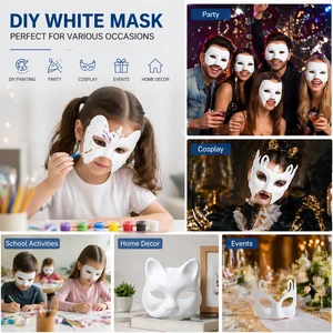 Blank White Face Mask for DIY Painting, Crafts & Cosplay Lightweight Masquerade Mask Bulk