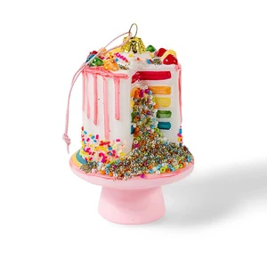 Wholesale Hand Blown Explosion Confetti Cake Ornament Glass Christmas Ornaments