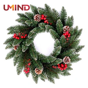 UMIND Wholesales Factory Price Christmas Decorated Artificial PVC Christmas Wreath for Indoor and Outdoor Decoration