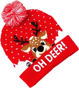 LED Christmas Knitted Hat Light up Xmas Beanie Cap Unisex Winter Beanie Sweater Hat with Colorful LEDs for Christmas New Year