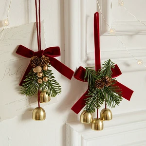 Xmas Wholesale Navidad Natale Christmas Tree Wreath Ribbon Bow Christmas Bows Decoration Christmas Bows With Bells