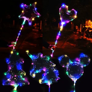 Custom Clear Bubble Balloons With Glowing Light unicorn Flower Heart Star Shape Hand Hold Led Bobo Balloons Buburja Globo