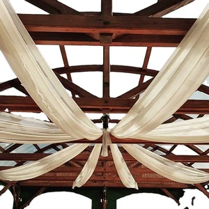 Elegant White Organza Ceiling Drapes with Blackout Feature 100% Polyester for Wedding & Stage Decoration Curtains & Valances