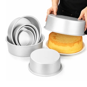 Custom OEM ODM Anodized Aluminum Round Solid Bottom Cake Pan 3 to 12 Inch Straight Sided Baking Cake Mold Manufacturer