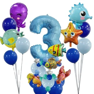 Balloon Kit Birthday Balloons Decoration Party For Baby Boys Girls Blue Sea World Balloons