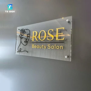 Acrylic Sign With Your Text or Logo Custom Office Storefront Raised Nameplate Reception Salon Sign UV Printing Business Logo