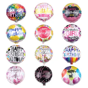 18 Inch Happy Birthday Round Foil Balloons Party Decoration Balloons for Birthday Wedding Baby Shower