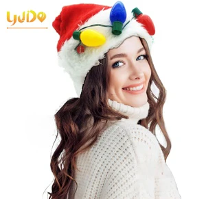 LED Santa Hat Light up Christmas Hat Glow Lighted Santa Hat with Colorful Led Strip Light for Adults Xmas New Year Party Decora