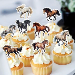 Horse Cupcake Topper and Horse Racing Cake Decoration, Used for Equestrian Themed Birthday Party Decoration