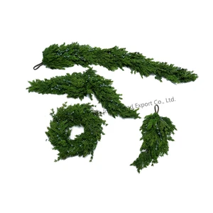 Christmas DIY Decorations 3 Pcs Set Luxury Real Touch Norfolk Pine Wreaths Large Artificial Garlands