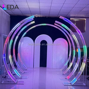 LEDA New Arrival Modern Metal Wedding Arch Entrance Backdrop-Customizable Size/Color (White) Fast Weddings/Parties/Birthdays
