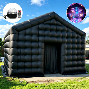 Commercial Event Black PVC Portable Backyard Party House Inflatable Night Club LED Disco Light Inflatable Nightclub Cube Tent