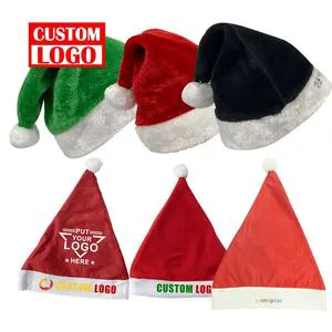 Custom Logo Promotion Multi-colors Classic Short Felt Funny Crazy Christmas Santa Hats Soft Custom Christmas Hats