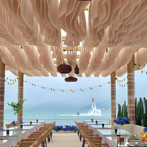 Ceiling Yarn Outdoor Sunshade Balcony Curtain Hanging Wedding Ceiling Drapes Decor Gauze Drape Modern Fabric Drape Backdrop