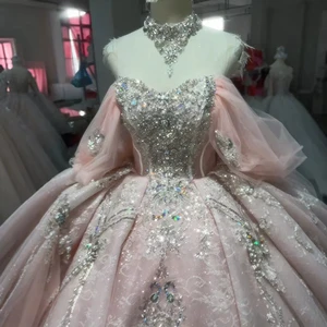 Jancember XSS05 fairy pink off Shoulder Crystal Sequined Evening Quinceanera Dress for 15 Sweet Girls