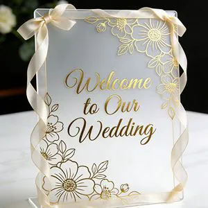 Non-Illuminated Eco-friendly Frosted Acrylic Wedding Welcome Sign with Custom Shape for Indoor Use in Park