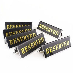 Black Acrylic Guest Reserved Table Seat Sign RESERVED Tent Signs for Weddings Conferences Restaurant