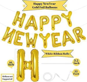 16 Inches Party Decoration Aluminum Film Balloons Foil Banner Balloons Happy New Year Letter Foil Balloon Party Supplier