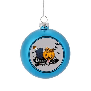 Cross-border Handmade Modern Simple Glass Christmas Ball Halloween Pattern Christmas Tree Pendant Holiday Hanging Ornaments