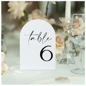 White Table Number Signs with Cursive Script for Wedding & Event Decor