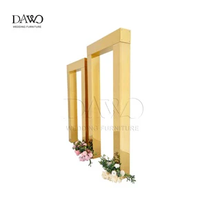 Customized Dawo Brand Model Gm-98 Stainless Steel Gold Square Classic Style Durable Arch Backdrop Stand for Wedding Event Stage