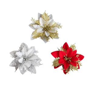 Christmas Gold and Silver Red Three-Layer Flowers Tree Hanging Decorations