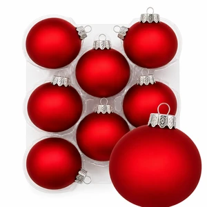 Wholesale Custom Red Christmas Glass Ball Ornaments 6/8/10CM Silver Cap Xmas Tree Hanging Holiday Home Decor