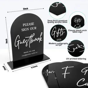 Factory Wholesale Custom Acrylic Wedding Display & Signs Black Acrylic Signs for Wedding Gifts, Cards & Table Seating