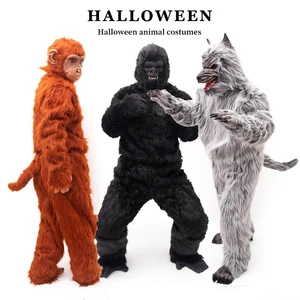 Thick Plush Latex Full Body Suit Performance Outfit Halloween Carnival Funny Cosplay Animal Mascot Costume Gorilla Wolf Monkey