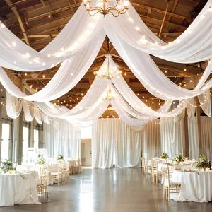 Heavy Duty Wedding Ceiling Fabric Drapes Long Wave Chiffon Drapery for Event Decoration, Bulk Order Wholesale Ceiling Curtains