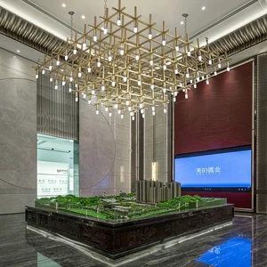 Luxury Large Acrylic LED Chandelier Light for Wedding Decor Hotel Lobby Remotely Controlled Glass Material