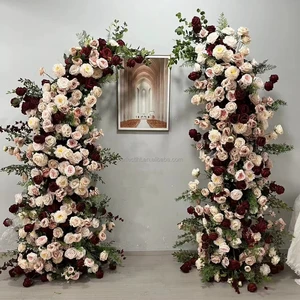 Artificial Flower Arch Backdrop for Wedding Decoration Elegant Wedding Flower Row Including Valentine's Day Theme Flowers