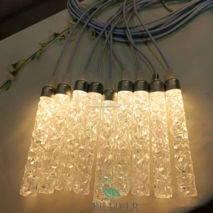 New wedding acrylic luminous 10-head crystal rod chandelier wedding hall stage wedding ceiling crystal hanging decoration