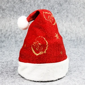 Factory Xmas Cap High Quality Glittery Sparkle Eco-Friendly Soft Santa Claus Hats for Holiday Christmas Party Decoration
