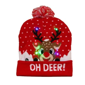 Christmas Decoration Supplies Wholesale Christmas Beanie Hats LED Beanie Hat