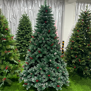 High Quality PVC Frosted Christmas Tree With Red Berries Pine Cones For Indoor Home Holiday Decoration Xmas Party Seasonal Decor