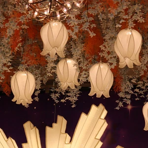 Wedding Hall Decorations Ceiling Hanging Light up Flowers Chandelier for Dinning Room