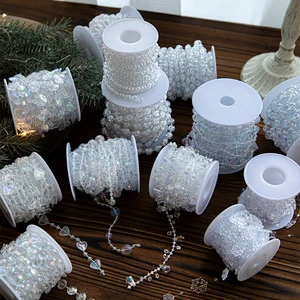 Christmas 2025 Xmas Tree Decoration Christmas Ball Bead Chain clear Snowflakes Christmas Ornament Xmas Tree Decor