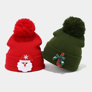 Christmas Knitted Hat Xmas Beanie Cap Unisex Winter Beanies Custom logo