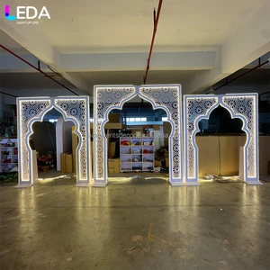 LEDA New Design Hollow Design Wedding Arch Set Luxury India Style Wed Events Party Stage Decoration Backdrop Panel